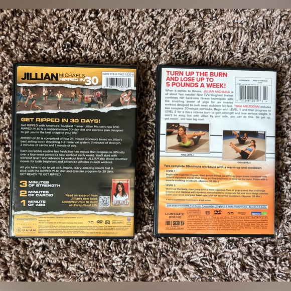 Set of two like new Jillian Michaels DVDs - Ripped in 30 Days and Yoga Meltdown - Picture 2 of 2